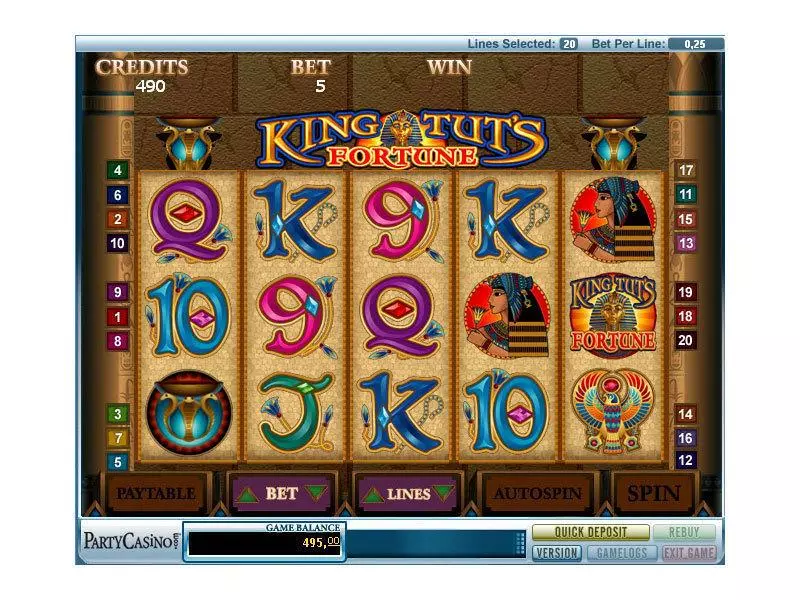 Play King Tut's Fortune Slot Main Screen Reels