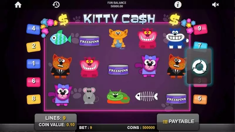 Play Kitty Cash Slot Main Screen Reels