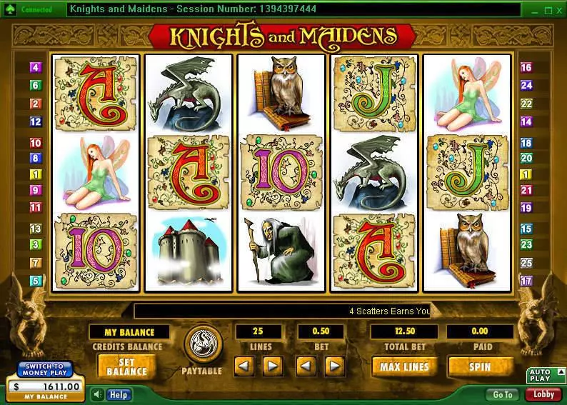 Play Knights and Maidens Slot Main Screen Reels