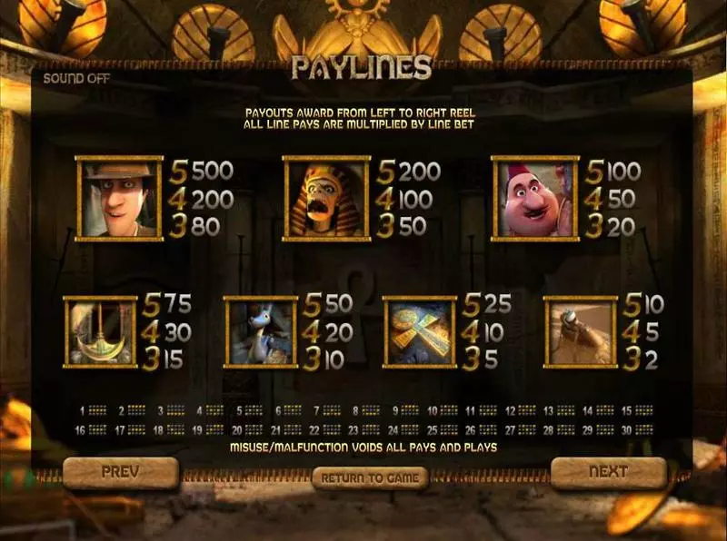 Play Lost Slot Paytable