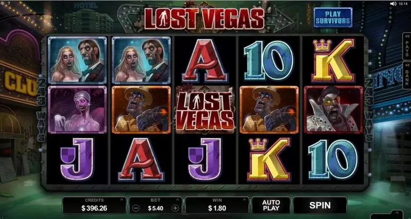 Play Lost Vegas Slot Main Screen Reels