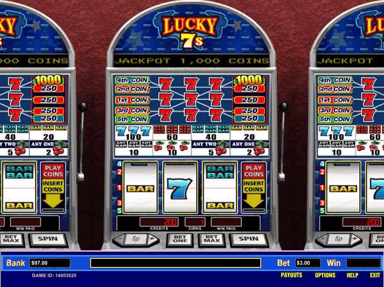 Play Lucky 7's 5 Line Slot Main Screen Reels