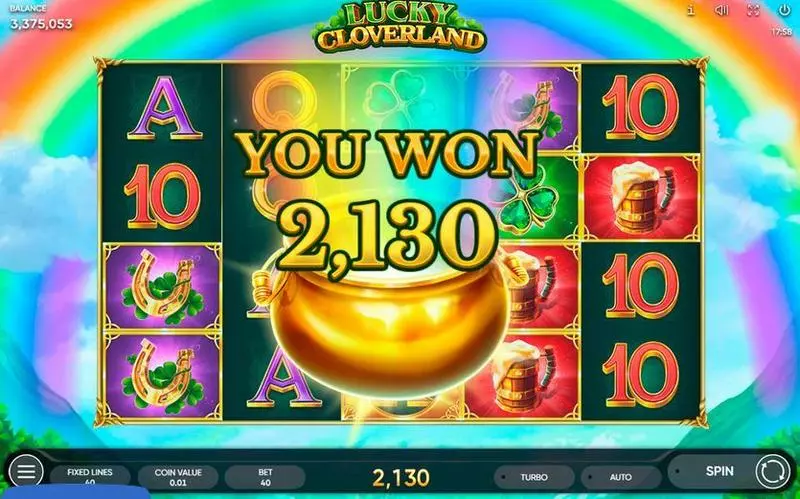 Play Lucky Cloverland Slot Winning Screenshot