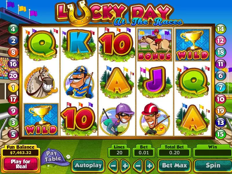 Play Lucky Day at the Races Slot Main Screen Reels