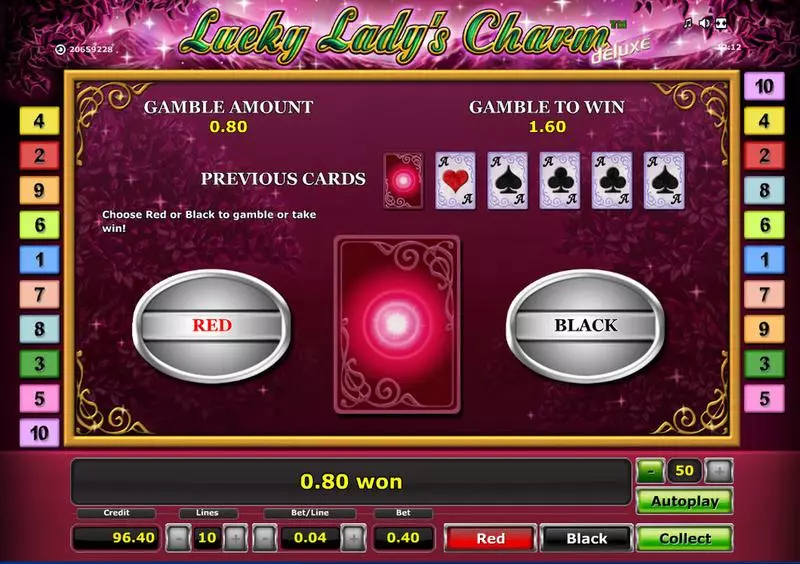 Play Lucky Lady's Charm - Deluxe Slot Gamble Screen