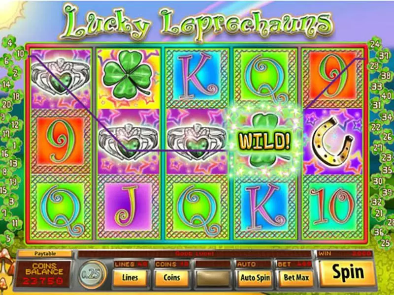 Play Lucky Leprechauns Slot Main Screen Reels
