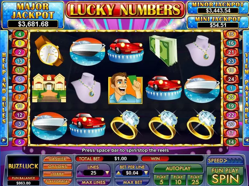 Play Lucky Numbers Slot Main Screen Reels