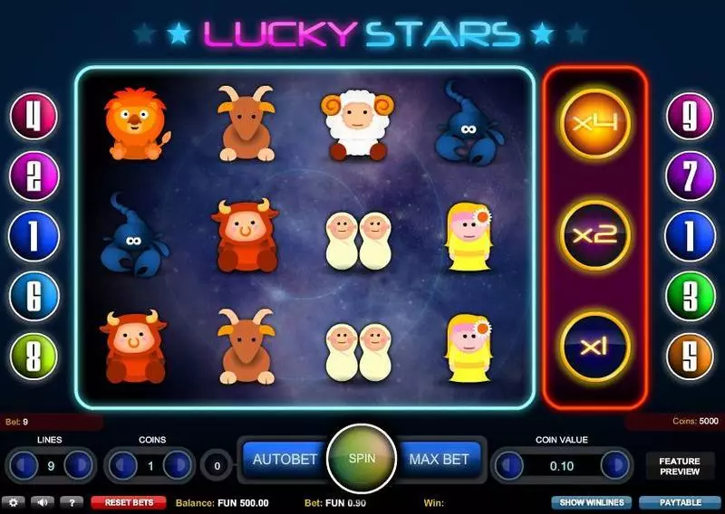 Play Lucky Stars Slot Main Screen Reels