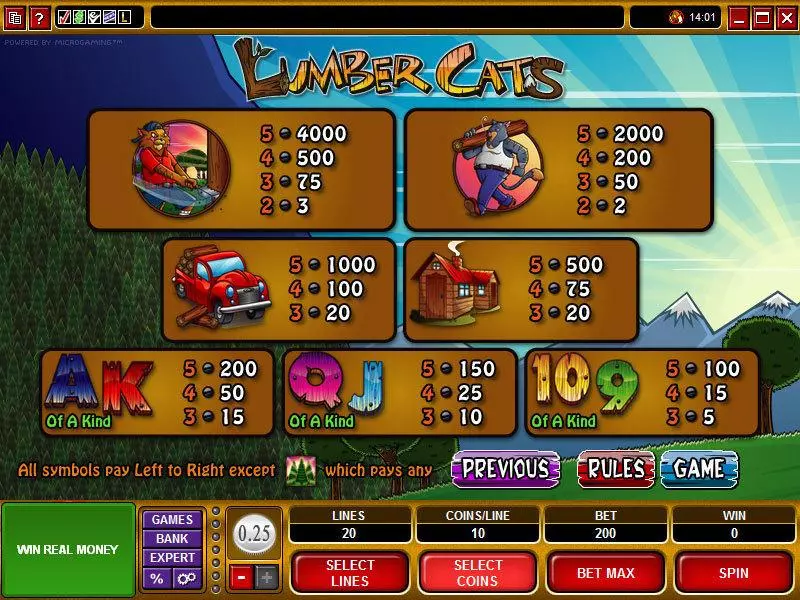 Play Lumber Cats Slot Info and Rules