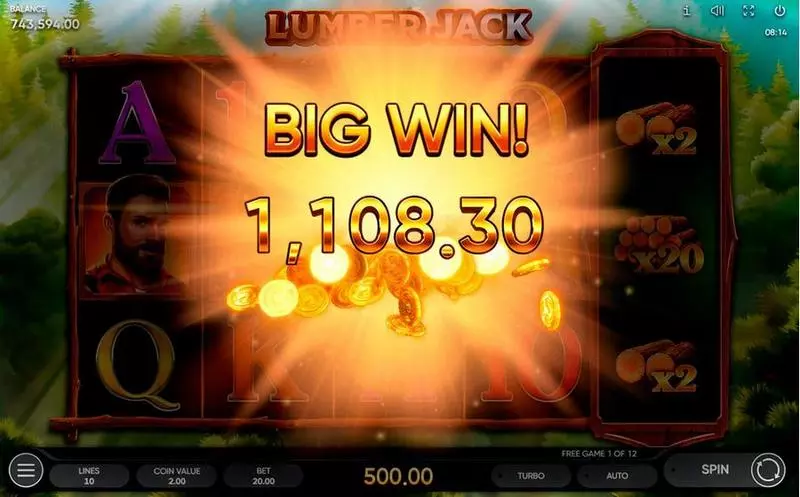 Play Lumber Jack Slot Winning Screenshot