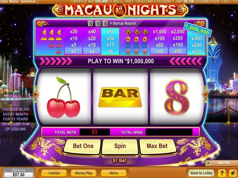 Play Macau Nights Slot Main Screen Reels