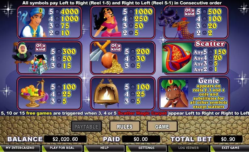 Play Magic Carpet Slot Info and Rules
