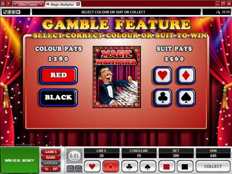 Play Magic Multiplier Slot Gamble Screen