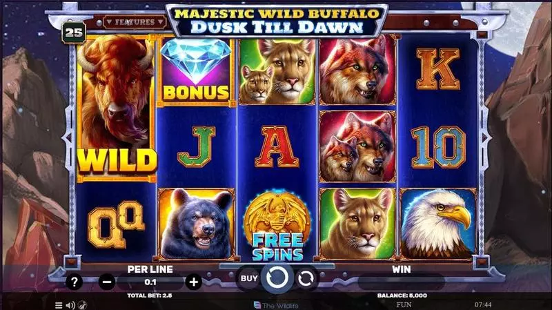 Play Majestic Wild Buffalo – Dusk Till Dawn Slot Main Screen Reels