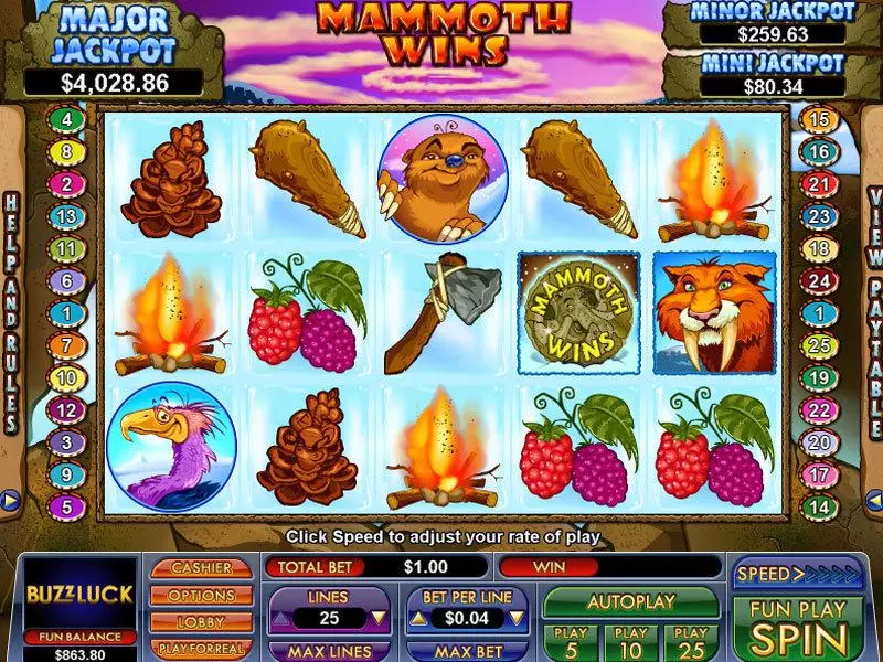 Play Mammoth Wins Slot Main Screen Reels