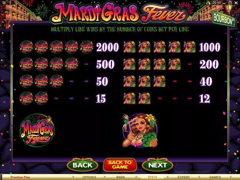 Play Mardi Gras Fever Slot Info and Rules