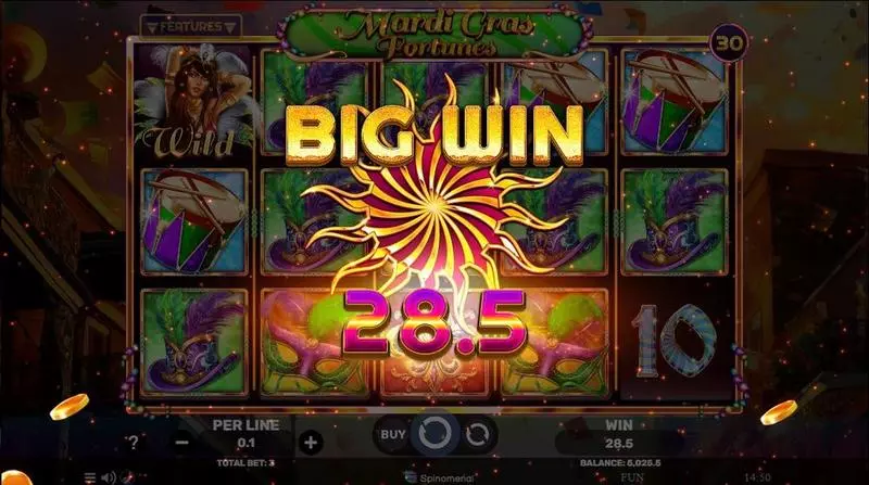 Play Mardi Gras Fortunes Slot Winning Screenshot