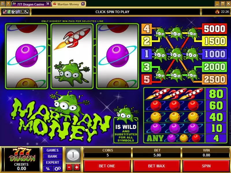 Play Martian Money Slot Main Screen Reels