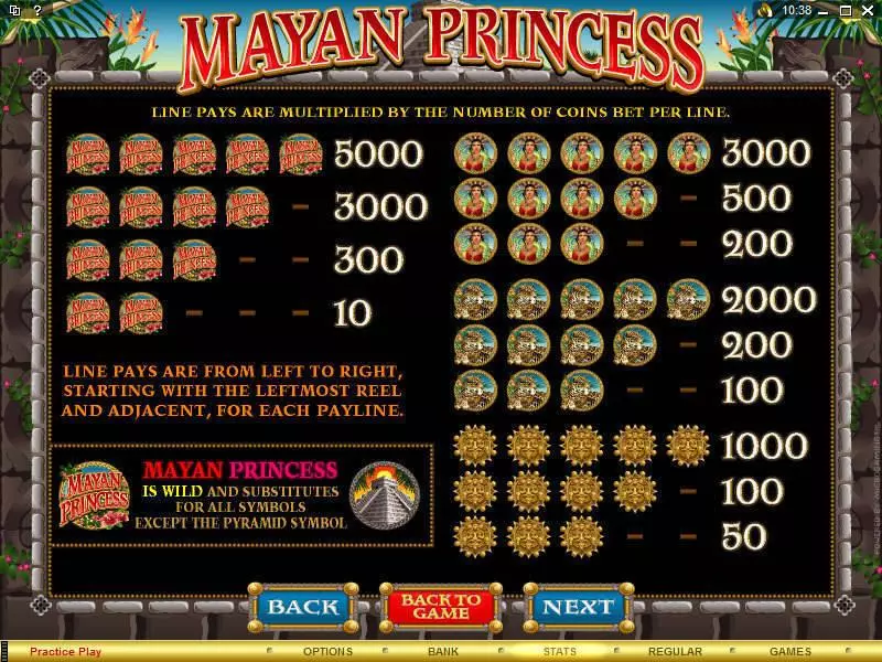 Play Mayan Princess Slot Info and Rules