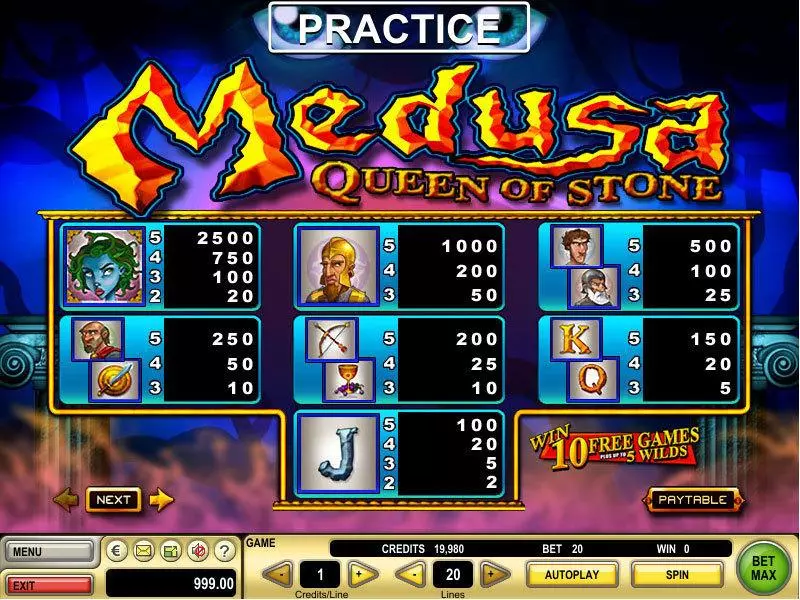 Play Medusa Slot Info and Rules