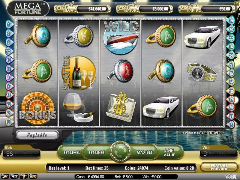 Play Mega Fortune Slot Main Screen Reels