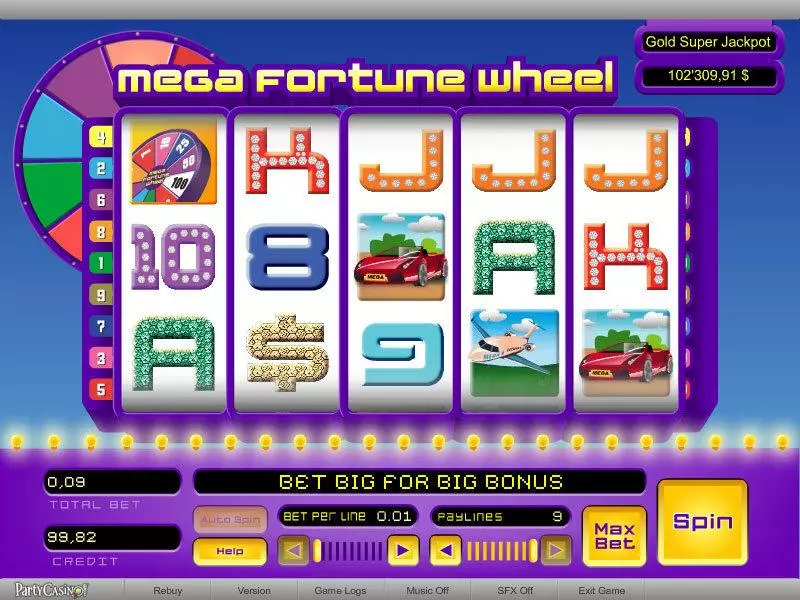 Play Mega Fortune Wheel Slot Main Screen Reels