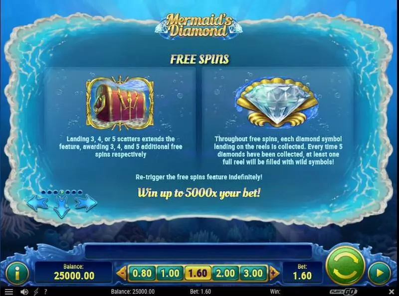Play Mermaid's Diamonds Slot Bonus 2