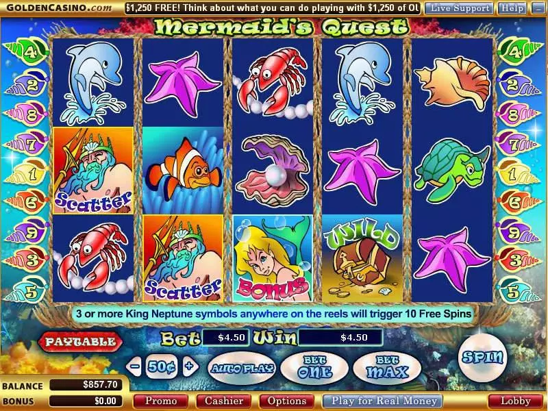 Play Mermaid's Quest Slot Main Screen Reels