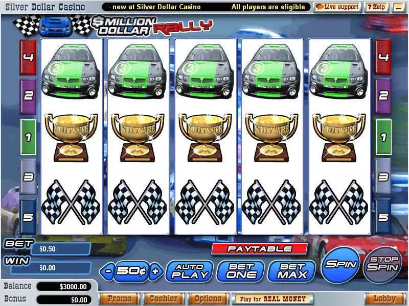 Play Million Dollar Rally Slot Main Screen Reels