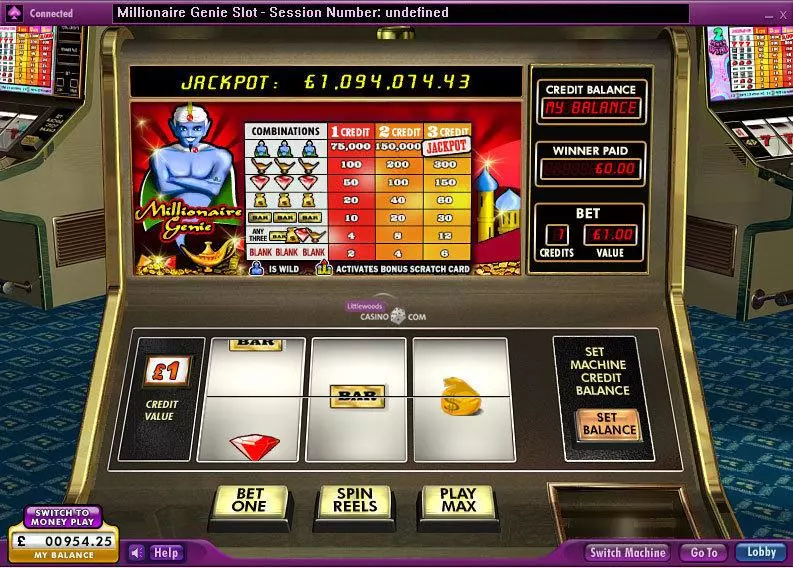 Play Millionaire Genie Slot Main Screen Reels