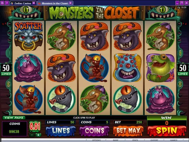 Play Monsters in the Closet Slot Main Screen Reels