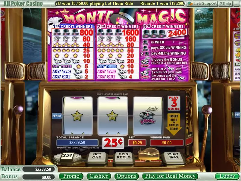Play Monte Magic Slot Main Screen Reels