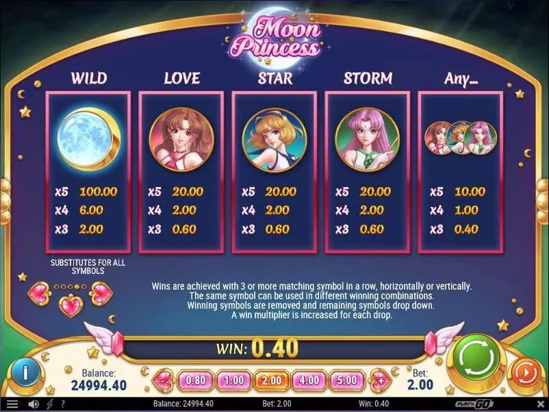 Play Moon Princess Slot Info and Rules