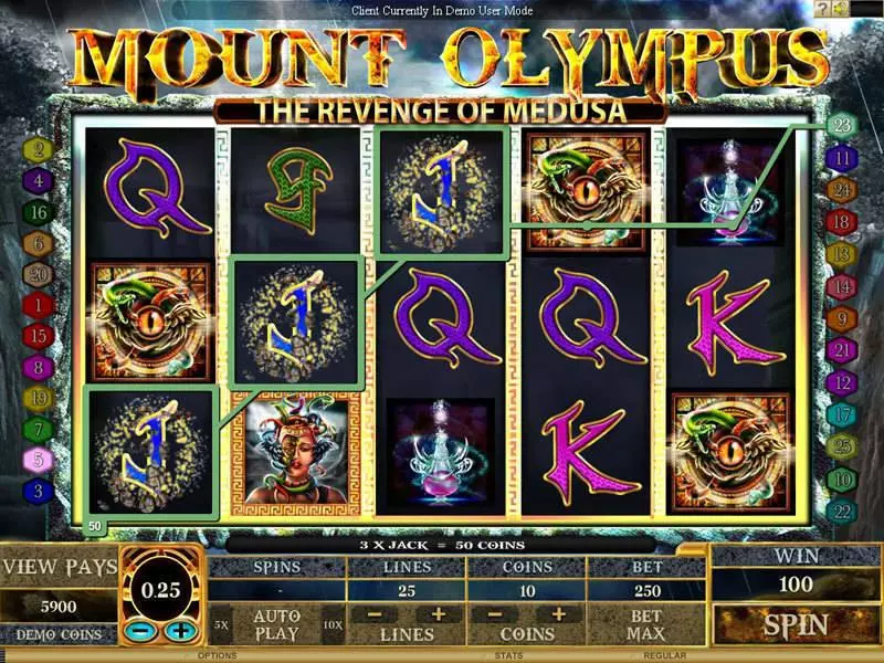 Play Mount Olympus - Revenge of Medusa Slot Main Screen Reels