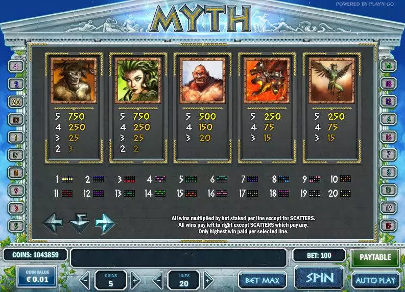 Play Myth Slot Info and Rules