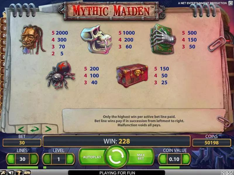 Play Mythic Maiden Slot Info and Rules
