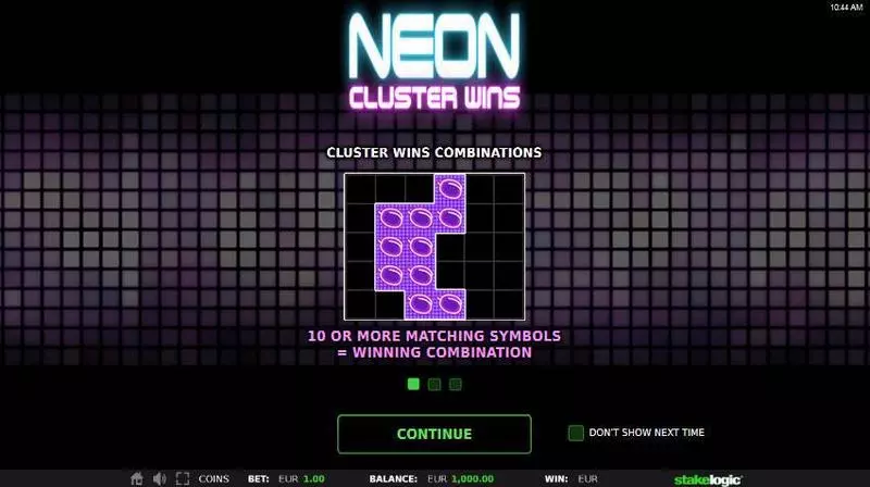 Play Neon Cluster Wins Slot Info and Rules