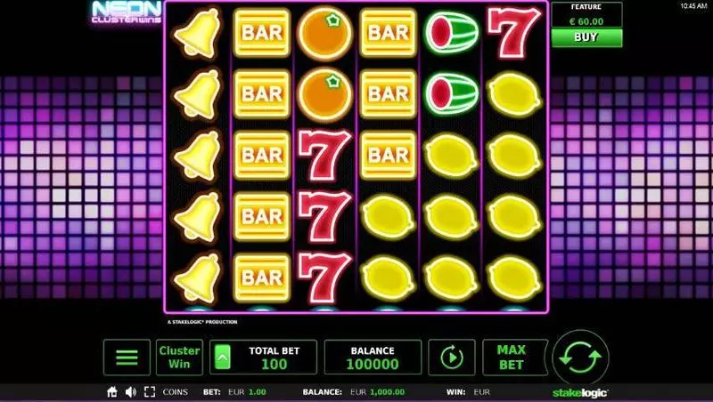 Play Neon Cluster Wins Slot Main Screen Reels
