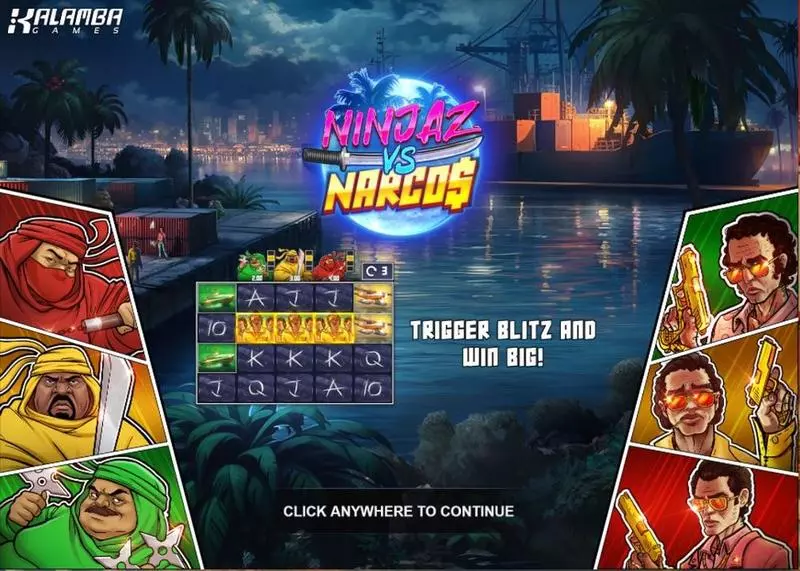 Play Ninjaz vs Narcos Slot Introduction Screen