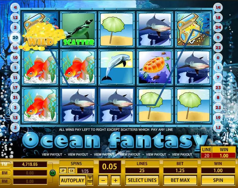 Play Ocean Fantasy Slot Main Screen Reels