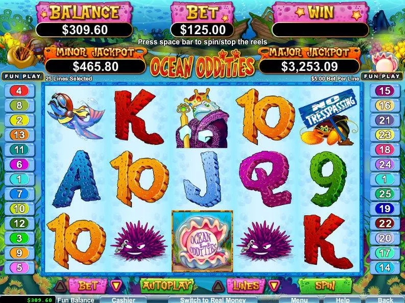 Play Ocean Oddities Slot Main Screen Reels