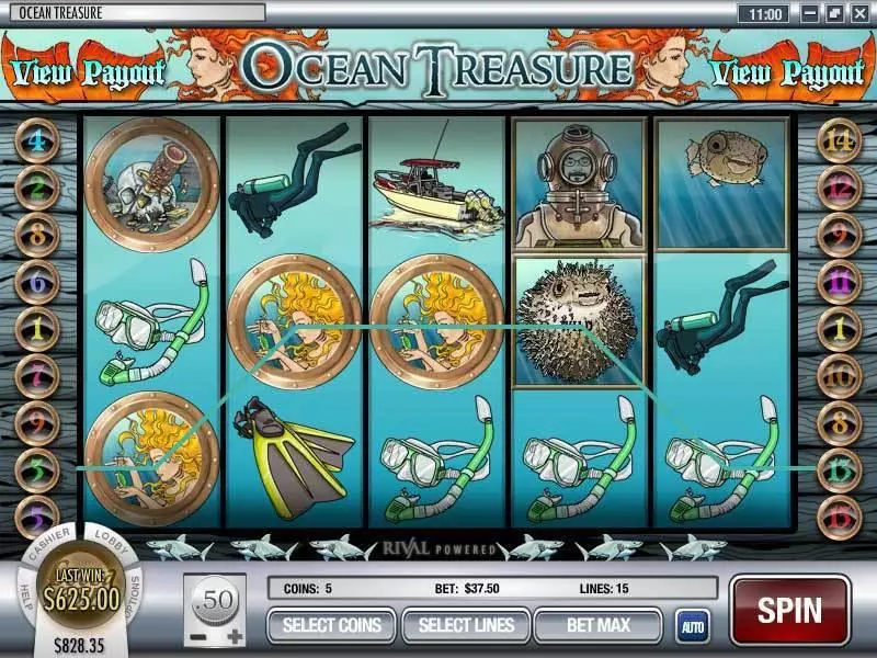 Play Ocean Treasure Slot Main Screen Reels