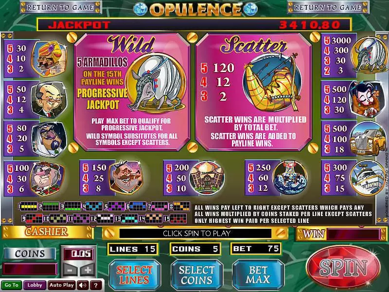 Play Opulence Slot Info and Rules