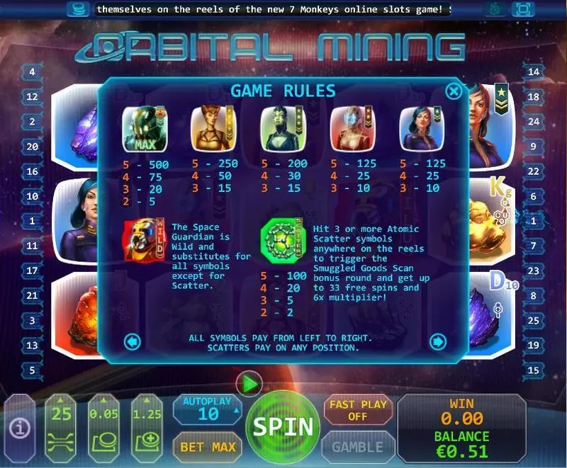 Play Orbital Mining Slot Info and Rules