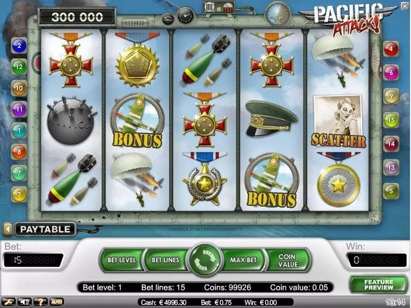 Play Pacific Attack Slot Main Screen Reels