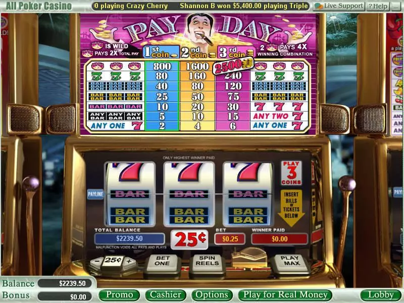 Play Pay Day Slot Main Screen Reels