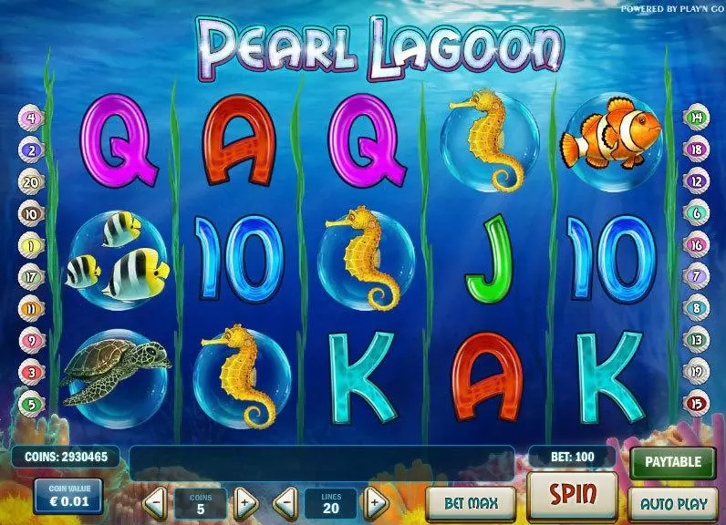 Play Pearl Lagoon Slot Main Screen Reels