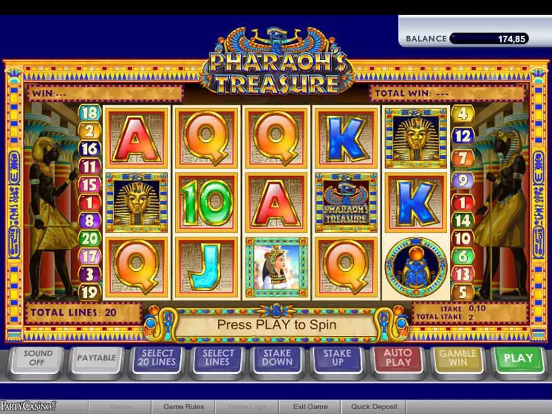 Play Pharaoh's Treasure Slot Main Screen Reels