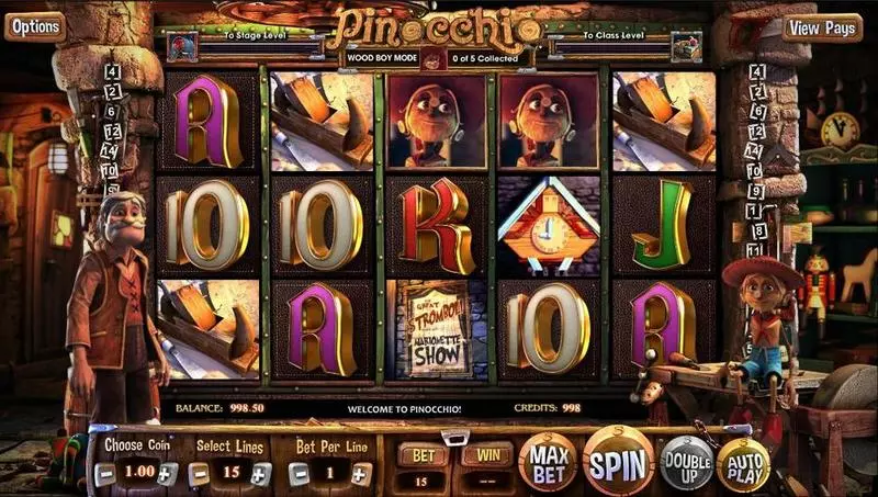 Play Pinocchio Slot Introduction Screen