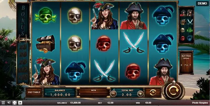Play Pirate Respin Slot Main Screen Reels
